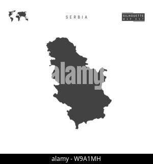 Serbia Blank Vector Map Isolated on White Background. High-Detailed Black Silhouette Map of Serbia. Stock Vector