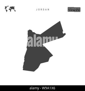 Jordan Blank Vector Map Isolated on White Background. High-Detailed Black Silhouette Map of Jordan. Stock Vector