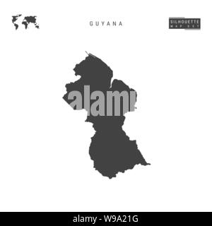 Guyana Blank Vector Map Isolated on White Background. High-Detailed Black Silhouette Map of Guyana. Stock Vector