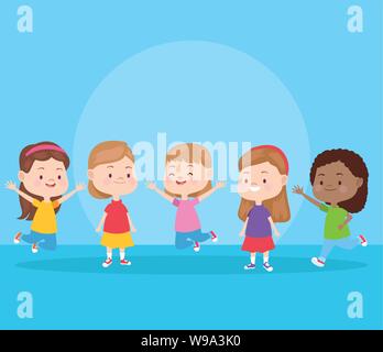 Kids playing and smiling cartoons Stock Vector