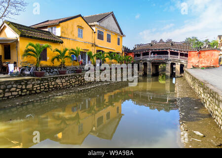 Japanese Covered Bridge in Hoi An Ancient Town, Vietnam. Stock Photo