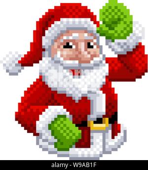 Santa Claus 8 Bit Video Game Pixel Art Style Stock Vector