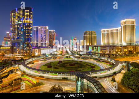 Macau cityscape skyline at night. Stock Photo