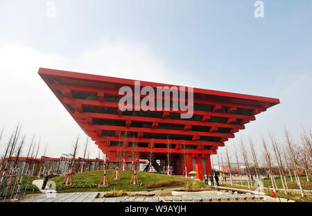 View of the China Pavilion in the Expo site in Shanghai, China, Monday, 8 February 2010.   The construction of the China Pavilion, the nations showcas Stock Photo