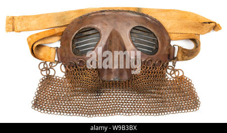 Improvised face protection as worn by British Army tank crews in the First World War Stock Photo