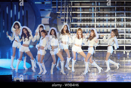 South Korean pop group Girls Generation performs at their