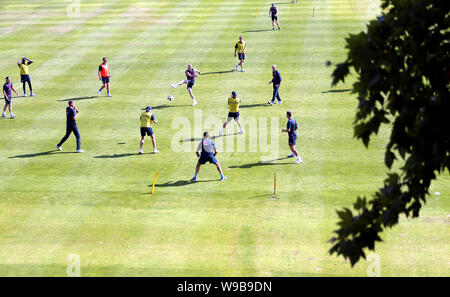 A general view of the England players during a nets session at Lord's, London. Stock Photo