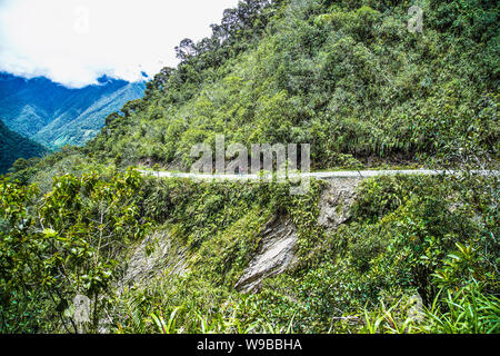 Panoramic view on Death Road , one of The Worlds Most Dangerous Road ,  Bolivia. South America. Stock Photo