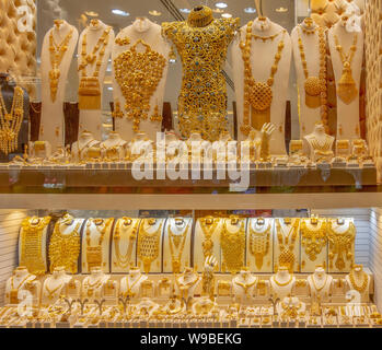 gold jewellery seen in  Dubai in the United Arab Emirates Stock Photo