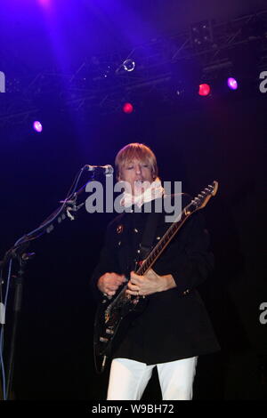 Crispian Mills, Lead Vocals and Guitars of Kula Shaker, an English psychedelic rock band, performs at a concert in Hong Kong, August 7, 2010. Stock Photo