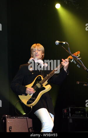 Crispian Mills, Lead Vocals and Guitars of Kula Shaker, an English psychedelic rock band, performs at a concert in Hong Kong, August 7, 2010. Stock Photo