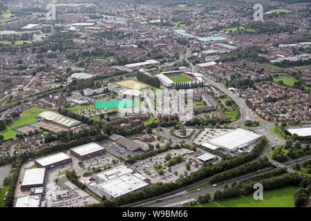 aerial view of Wrexham town centre, Wales Stock Photo