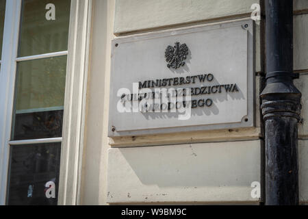 Sign of Ministry of Culture and National Heritage of the Republic of Poland (Polish: Ministerstwo Kultury i Dziedzictwa Narodowego) Stock Photo