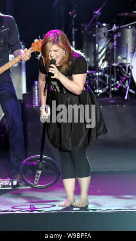 U.S. singer Kelly Clarkson performs at her concert in Taipei