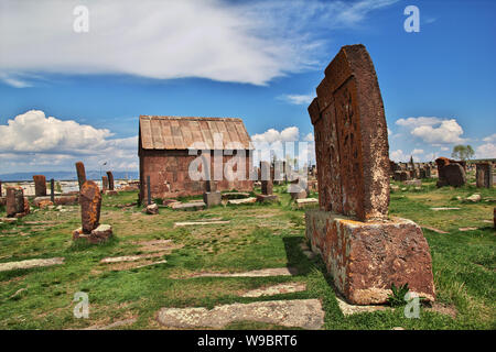 Noratus, Armenia - 06 May 2013. Noratus cemetery on Sevan lake, Armenia Stock Photo