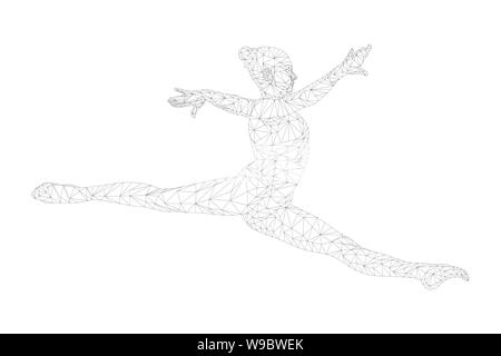 split leap exercise gymnast woman black silhouette Stock Photo - Alamy