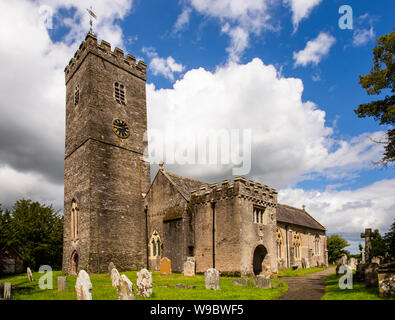 UK, England, Devon, Staverton, St Paul de Leon Church with landmark 75 foot tall, narrow tower Stock Photo