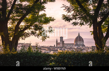 A painting inspired shot of the Cathedral of Santa Maria del Fiore at sunset in Florence, Italy Stock Photo