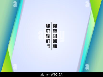 Abstract template header and footers blue and green geometric triangles contrast white background with copy space. You can use for corporate design, c Stock Vector