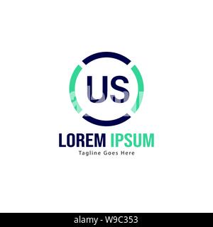 US Letter Logo Design. Creative Modern US Letters Icon Illustration design Stock Vector