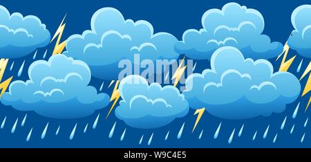 Seamless pattern with thunderstorm. Stock Vector