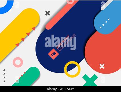 Abstract modern geometric colorful rounded line on white background. Vector illustration Stock Vector