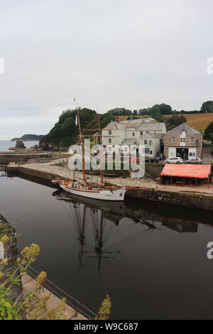 A boat in the harbour of Charlestown, St. Austell. Stock Photo