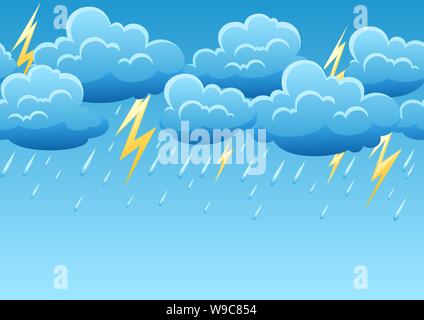 Seamless pattern with thunderstorm. Stock Vector
