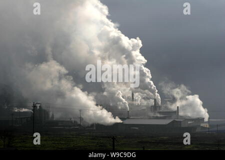 --FILE--Smoke is seen emitted from a chemical plant in Yinghua town, Shifang city, southwest Chinas Sichuan province, 24 January 2009.   The cost of r Stock Photo