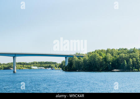 Luukkaansalmi bridge in Lappeenranta, Finland. View from the lake Saimaa. Stock Photo