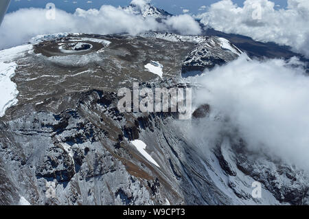 Aerial view of Mt Kilimanjaro's crater, adjacent glaciers and Uhuru ...