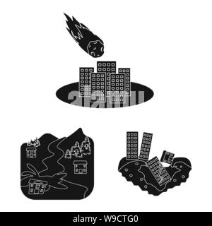 Vector illustration of calamity and crash icon. Set of calamity and disaster stock vector illustration. Stock Vector
