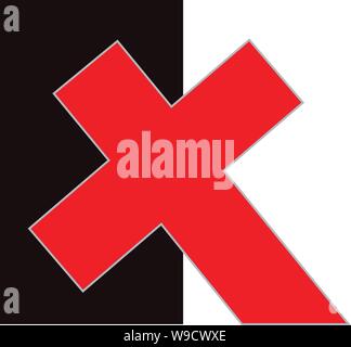 Roughly drawn X shape over a rectangle similar to an old ballot sheet Stock Vector