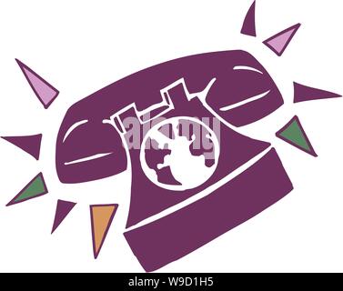 World vintage landline telephone with a globe of the world in its center Stock Vector