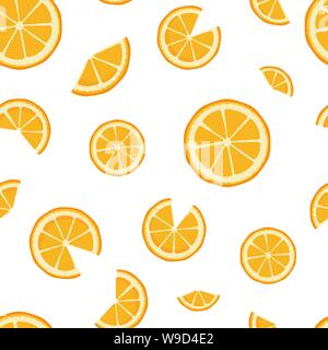 Vector seamless pattern with orange slices isolated on white. Endless texture. Cover for planner, notebook. Positive wrapping paper, packaging. Warm Stock Vector