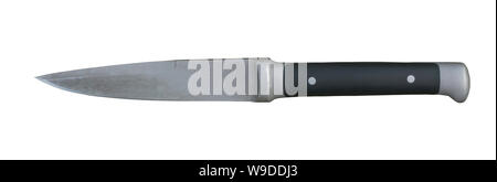 military boot knife with frosted blade and black handle isolated on white background Stock Photo