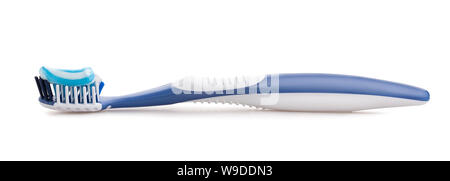 toothpaste toothbrush path isolated on white Stock Photo