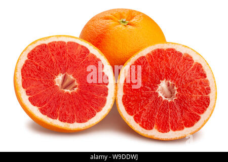 sliced grapefruit path isolated on white Stock Photo