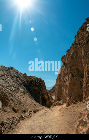 Atacama desert landscape in Chile: The Moon Valley area (Valle de la Luna), geological formation of stone and sand located in the Salt mountain range Stock Photo