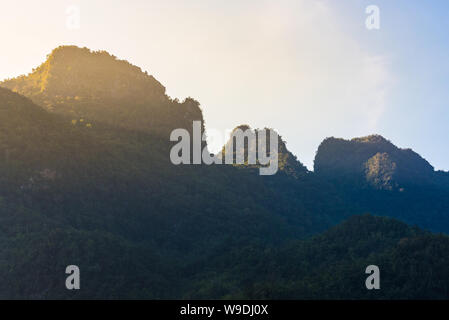 Doi Luang Chiang Dao mountain during sunrise,The famous mountain for tourist to visit in Chiang Mai,Thailand. Stock Photo