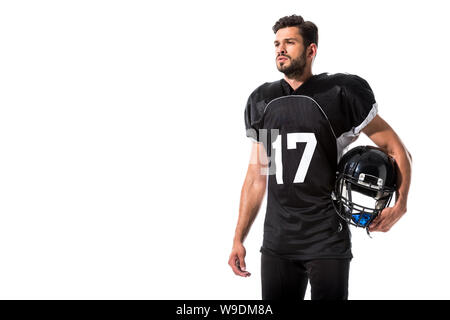 American Football player Isolated On White with copy space Stock Photo