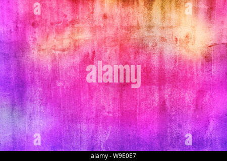 Grunge red blue and yellow painted on concrete wall.Abstract colorful cement wall texture and background. Stock Photo