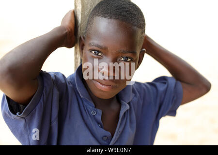 Happy boy in a slum in the fishing village Jamestown in Accra, Ghana Stock Photo