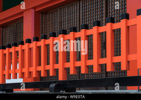 Close up of Japanese tradition wood structure at fushimi inari taisha shrine the one of attraction  landmarks for tourist in Kyoto, Japan. Stock Photo
