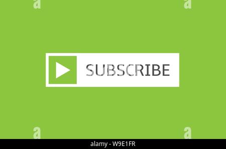 Subscribe banner template. White Subscribe button over green background Stock Vector