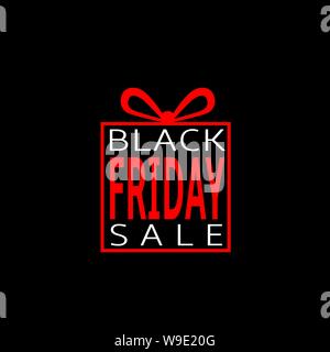 Black Friday sale icon. Red Gift box with bow, Big sale Stock Vector