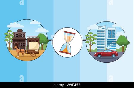 Transport and vehicles evolution timeline Stock Vector