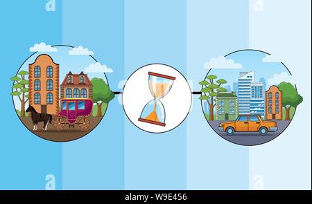 Transport and vehicles evolution timeline Stock Vector