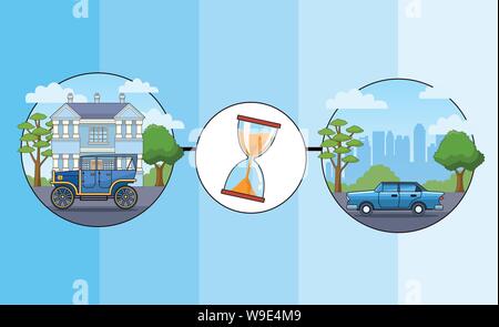 Transport and vehicles evolution timeline Stock Vector