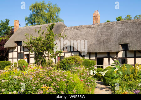 Anne Hathaway cottage is a thatched cottage in an english cottage garden Shottery near Stratford upon Avon Warwickshire England UK GB Europe Stock Photo